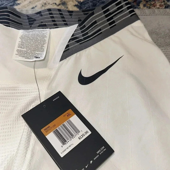 NWT NIKE MEN NBA COMPRESSION PANTS WHITE TARGETED PERFORMANCE 2XL MESH CROTCH - Picture 6 of 12